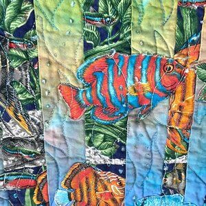 Amazing Abstract Topical Fish Quilt Lap / Wall - Handmade